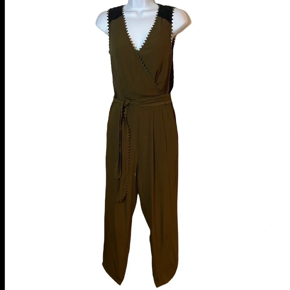 Anthropologie Leifsdottir Moss Green Sleeveless Jumpsuit Sz-0P